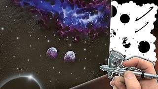 Airbrushing a Space Scene using AirShot Stencils [upl. by Attelra]