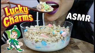 ASMR Lucky Charms Cereal CRUNCHY MARSHMALLOWS EATING SOUNDS No Talking  SASASMR [upl. by Ydal100]