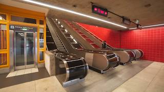 Sweden Stockholm Norsborg Subway station UBahn Metro TBana 4X escalator 5X elevator ride [upl. by Agustin]