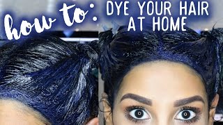 How To Dye Your Hair At Home BLUE BLACK [upl. by Oicnevuj]