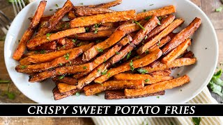 Crispy Sweet Potato Fries  The Secret to the BEST Fried Sweet Potatoes [upl. by Ikim368]