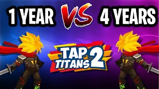 1 YEAR VS 4 YEAR ACCOUNTS  TAP TITANS 2 [upl. by Sidnak9]