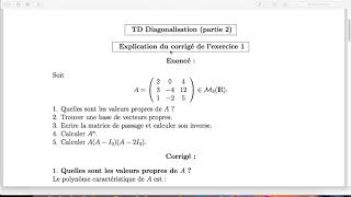 Exercice 1 Diagonalisation [upl. by Patrizia]