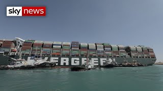 Suez Canal Extra tugs brought in to remove ship [upl. by Gilford]