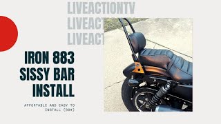 Harley Davidson Sissy Bar Install Iron 883 Sportster build [upl. by Kal]